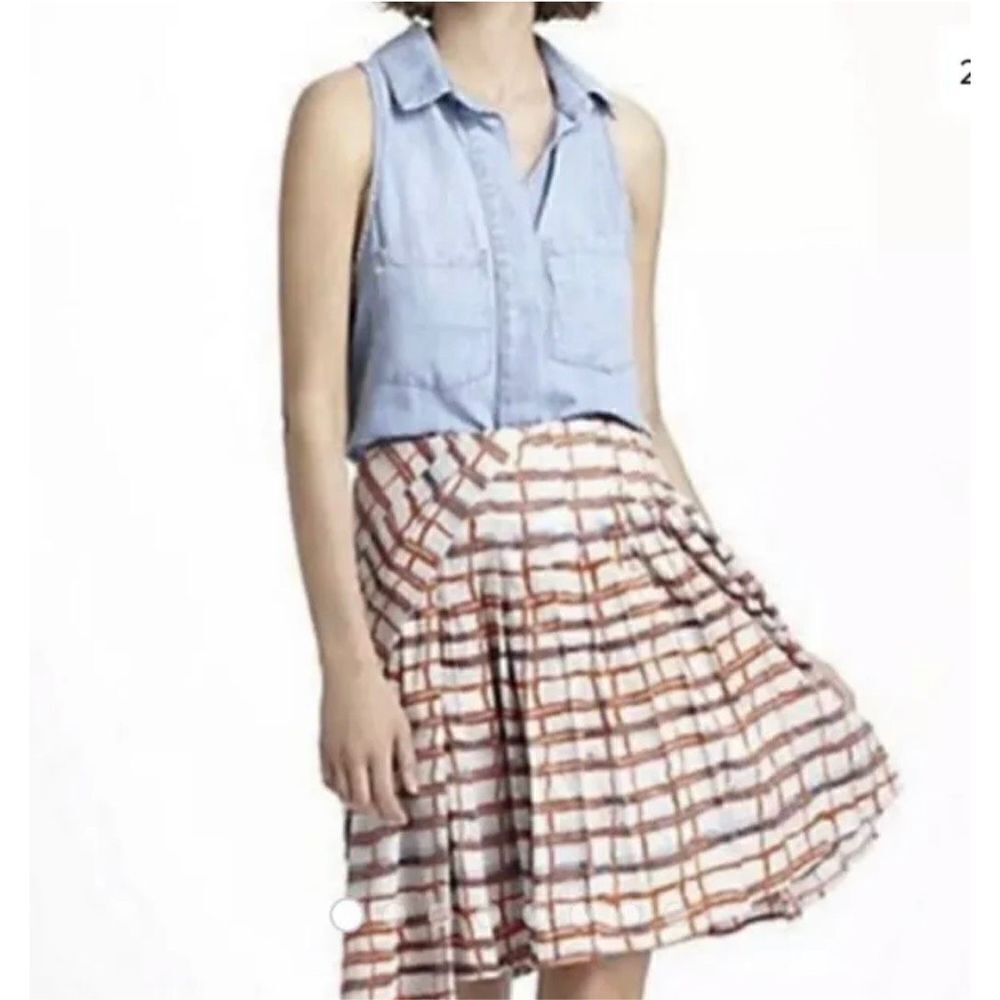 Anthropologie Maeve Imprecise Asymmetrical Plaid Pleated Skirt